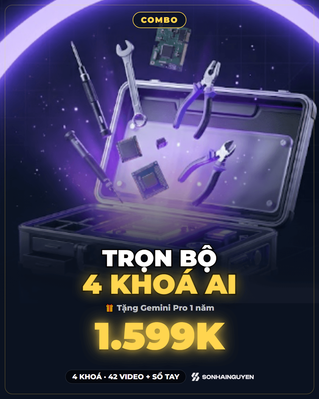 Combo Siêu Tiết Kiệm – Trọn Bộ 4 Khoá AI + Gemini Pro 1 Năm