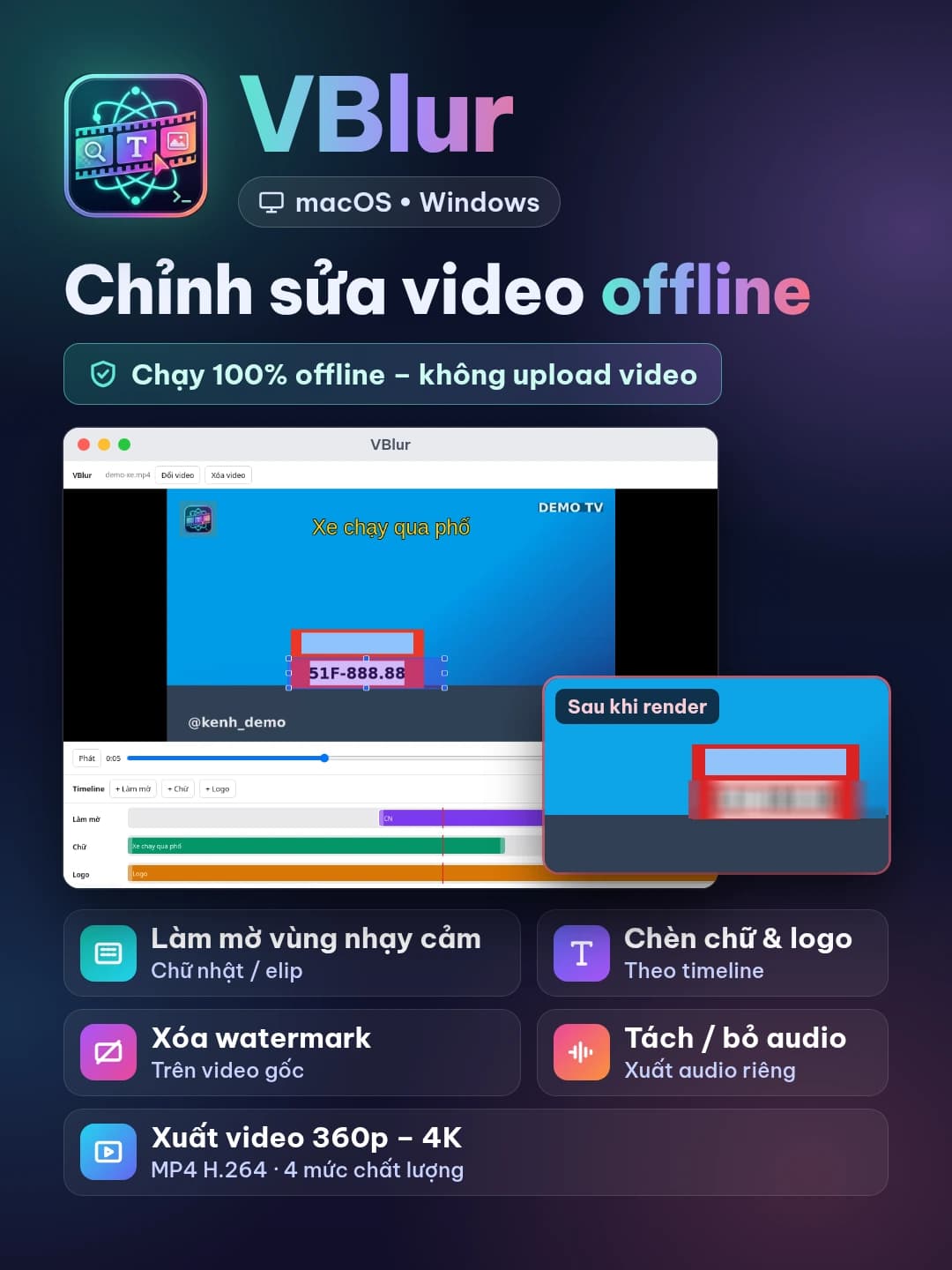 VBlur – Phần mềm chỉnh sửa video offline